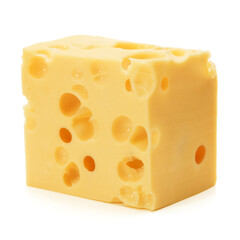 Cheese block isolated on white background cutout