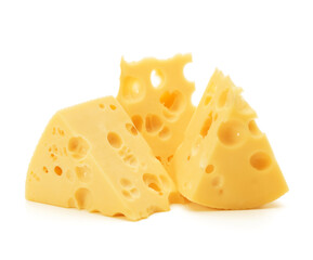 Cheese block isolated on white background cutout