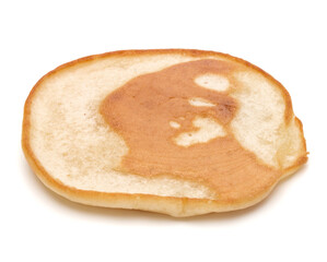 One pancake isolated on white background cutout.