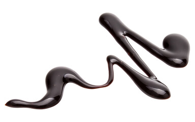 Chocolate syrup drop isolated on white background