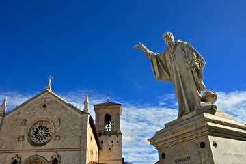 Statue of San Benedetto in Norcia, Umbria 