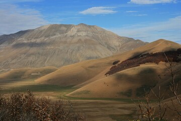 Panoramic view of Castelluccio valley in Umbria 