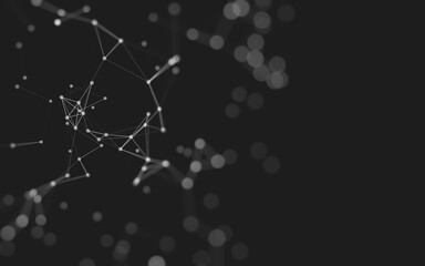 Abstract background. Molecules technology with polygonal shapes, connecting dots and lines. Connection structure. Big data visualization.