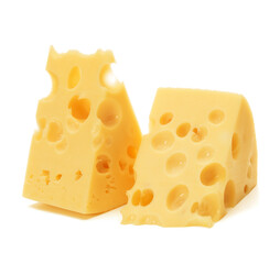 Cheese block isolated on white background cutout