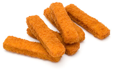 Crispy Fish fingers isolated on white background
