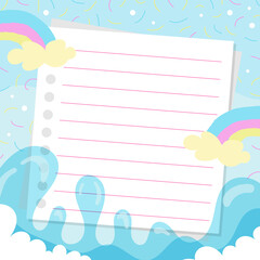 Blank Note Paper with a colorful background, ready for your message. Vector illustration.