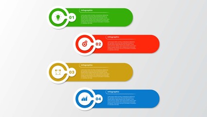 4 Step Options Infographic Design with Icons. Infographics Business Circle Round Concept. Can be used for info graphics, flow charts, presentations, web sites, banners, printed materials.