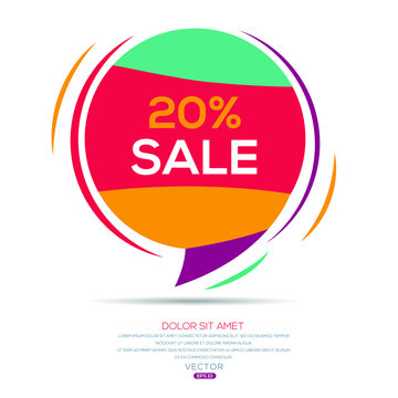 Creative (20% sale) text written in speech bubble ,Vector illustration.
