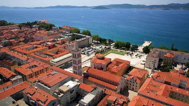 Aerial view of Sv. Donata catholic church at the center of Zadar, Croatia.