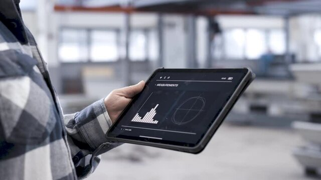 close up predictive maintenance app in industrial plant
