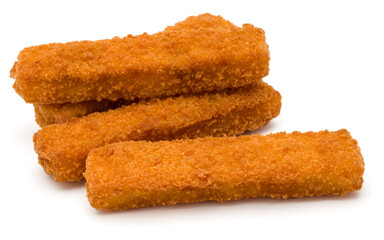 Crispy Fish fingers isolated on white background