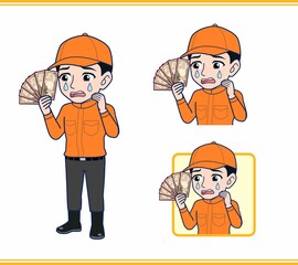 Fototapeta premium オレンジの作業着を着た男性