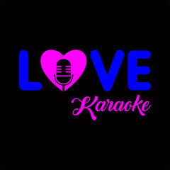 Love Karaoke music logo design template vector