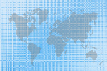 World map isolated on blue background