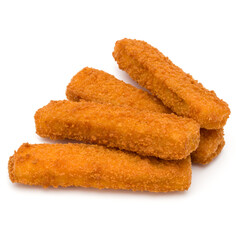 Crispy Fish fingers isolated on white background