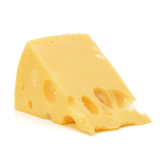 Cheese block isolated on white background cutout