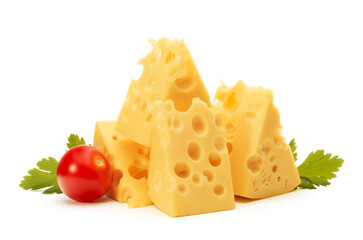 Cheese block isolated on white background cutout