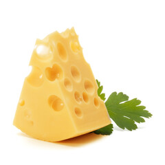 Cheese block isolated on white background cutout