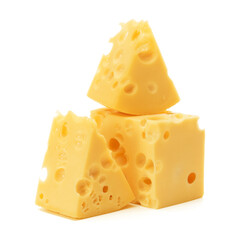 Cheese block isolated on white background cutout