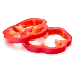 Red sweet bell pepper slices isolated on white background cutout