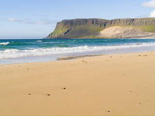 The sandy beach at Breidavik. The remote Westfjords in northwest Iceland.