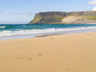 The sandy beach at Breidavik. The remote Westfjords in northwest Iceland.