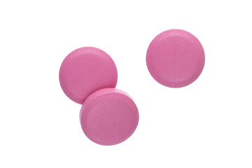 Pink Pills on white background