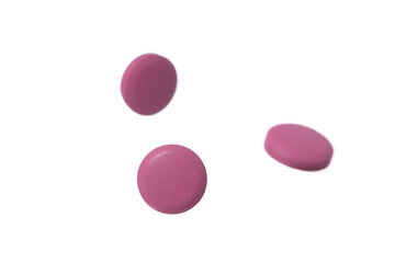 Pink Pills on white background