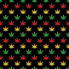 Fototapeta na wymiar Marijuana Seamless Pattern - Colorful gradient marijuana leaves repeating pattern design