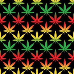 Marijuana Seamless Pattern - Colorful gradient marijuana leaves repeating pattern design - 414566741