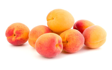 A bunch of apricot fruit isolated on white background cutout