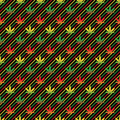 Marijuana Seamless Pattern - Colorful gradient marijuana leaves repeating pattern design