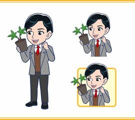 Male teacher in a gray jacket