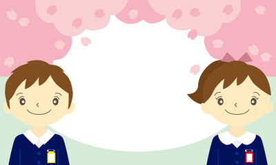 桜と男の子と女の子
