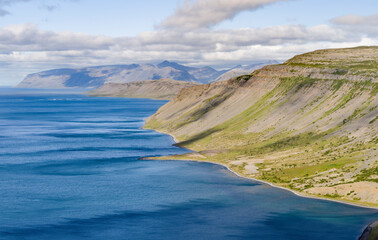 Fototapeta na wymiar Landscape near fjord. The remote Westfjords in northwest Iceland.
