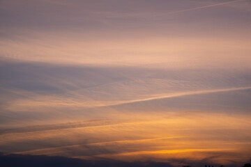 Graphic resource of a blue sky day with pink, sunrise, sunset clouds. Great for sky replacement, background for tranquility, heaven themed. 