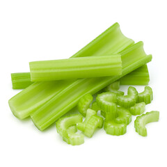 Celery stalk bunch isolated om white background cut out.