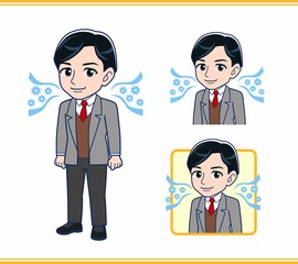 Male teacher in a gray jacket