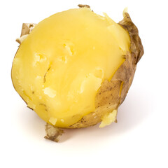 one boiled peeled potato isolated on white background cutout