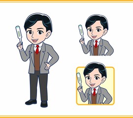 Male teacher in a gray jacket