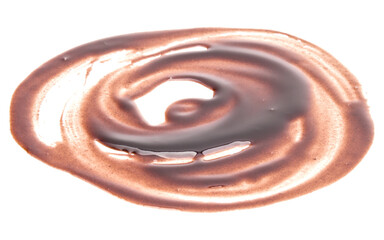 Chocolate syrup drop isolated on white background