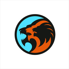 illustration of three lion heads, vector art.