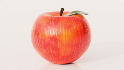 red apple on a white background. 3d render