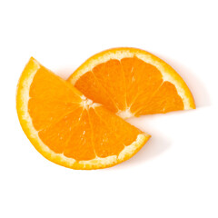 Fototapeta na wymiar Orange fruit slice isolated on white background closeup. Food background. Flat lay, top view.