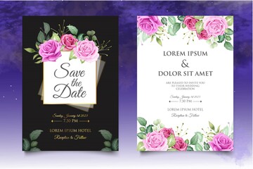 Hand drawing  floral wedding invitation template