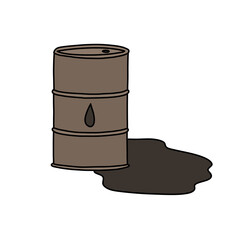oil barrel doodle icon, vector color line illustration