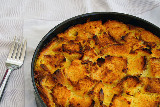 Dish Of Challah Bread Pudding