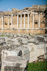 Fototapeta na wymiar Old ruins in Side, Turkey - archaeology background