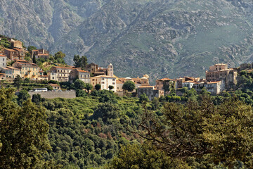 Fototapeta na wymiar Mountain village of Belgodere in the Nebbio region, Corsica, France