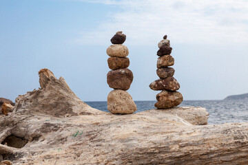 Stone stack by the sea, Elba, Toscana, Italy